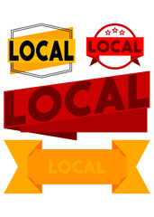 Poster - Set of ribbon with Local text. Banner template. Label sticker. Sign.