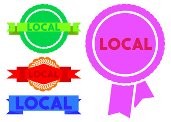 Poster - Set of ribbon with Local text. Banner template. Label sticker. Sign.