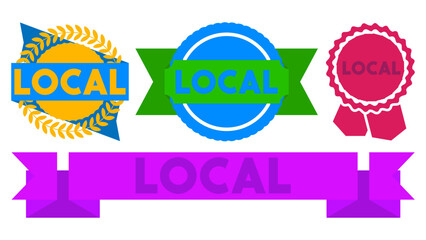 Poster - Set of ribbon with Local text. Banner template. Label sticker. Sign.