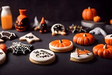 A Variety Of Halloween Themed Cookies.