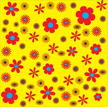 Red Flower Pattern On Yellow Background Beautiful Vector Design For Cover ,paper, Fabric And Wallpaper.