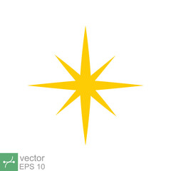 Wall Mural - Star sparkle vector icon. Simple flat style. Yellow, gold, twinkle, shine, spark shape, for magic effect, glow, glitter, flash concept. Single illustration isolated on white background. EPS 10.