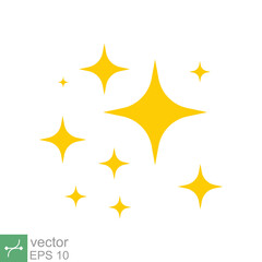 Wall Mural - Star sparkle vector icon. Simple flat style. Yellow, gold, twinkle, shine, spark shape, for magic effect, glow, glitter, flash concept. Single illustration isolated on white background. EPS 10.