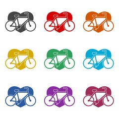 Wall Mural - Love bike logo icon isolated on white background. Set icons colorful