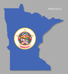 Wall Mural - map of minnesota usa federal state with flag inside. highly detailed map of minnesota american state