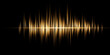 Vector sound waves. Abstract music pulse background. Waveform of the frequency and spectrum of the audio track on a black background.