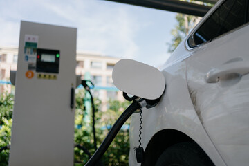 electric car charging in the station