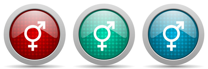 Aufkleber - Sex vector icon set, glossy web trans gender buttons collection