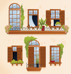 Wall Mural - Vintage House Balcony Composition