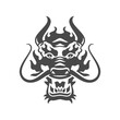 Angry mythology dragon ancient monster muzzle head portrait monochrome icon vector
