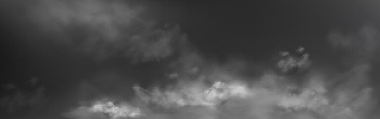 Wall Mural - smoke, fog, clouds or sky monochrome background. realistic cloudy texture, black and white spooky mi