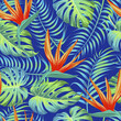 © Fauzan - Floral seamless pattern with leaves. tropical background