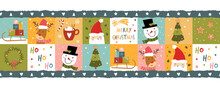 Colorful Christmas Seamless Pattern, Cute Characters And Decoration, Great For Wrapping Paper, Textiles, Banners, Wallpapers - Vector Design