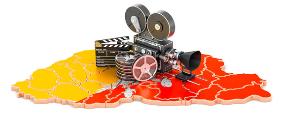 Poster - Bhutanese cinematography, film industry concept. 3D rendering