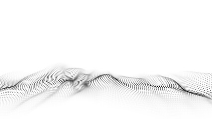 Poster - abstract technology wave of particles. big data visualization. background with motion dots. artifici