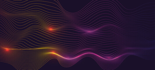 	
Wave music line of flowing orange pink particles abstract background, smooth curvy shape circle dots fluid array. 3d shape dots blended mesh, future technology relaxing wallpaper.