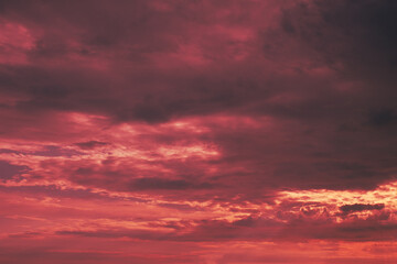 Poster - sunset sky with pink clouds
