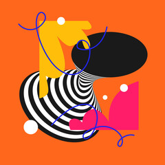 Poster - Composition with geometric shapes. Abstract background for design. Trendy stylish graphics