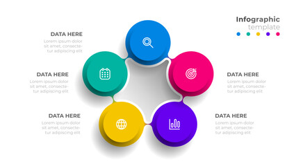 Infographic diagram with 5 optios, steps or parts. Vector illustration for presentation.