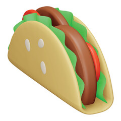 Sticker - Taco 3d rendering isometric icon.