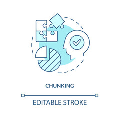 Aufkleber - Chunking memorization technique concept turquoise icon. Grouping information. Memory abstract idea thin line illustration. Isolated outline drawing. Editable stroke. Arial, Myriad Pro-Bold fonts used