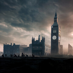 Sticker - big ben city in 1900