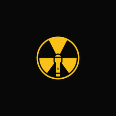 Sticker - Radiation sign combination with a flashlight. Company logo design.