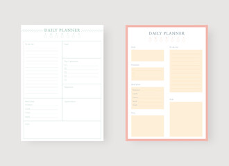 Wall Mural - Daily planner template. Set of planner and to do list. Modern planner template set. Vector illustration. 