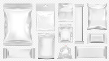 3D White Flow Snack Package On Transparent Back