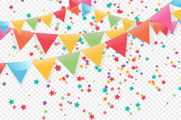 Poster - Lots of colorful tiny confetti and ribbons on transparent background. Festive event and party. Multicolor background.Colorful bright confetti isolated on transparent background.	