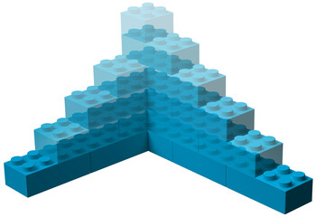 Wall Mural - 3D toy building blocks project plan concept rising, partially transparent storeys, isolated