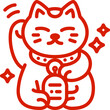 maneki neko japanese lucky cat line icon illustration for printing,web,app,design element,poster,advertising,presentation,card,etc