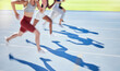 © J Maas/peopleimages.com - Sports, race and running on track together with athletes in outdoor stadium. Fitness, exercise and blur of people in racing competition for Olympics event. Speed, fast and runners on running track
