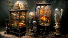 AI Generated Image Of A Victorian Era Wizard's Cabinet 