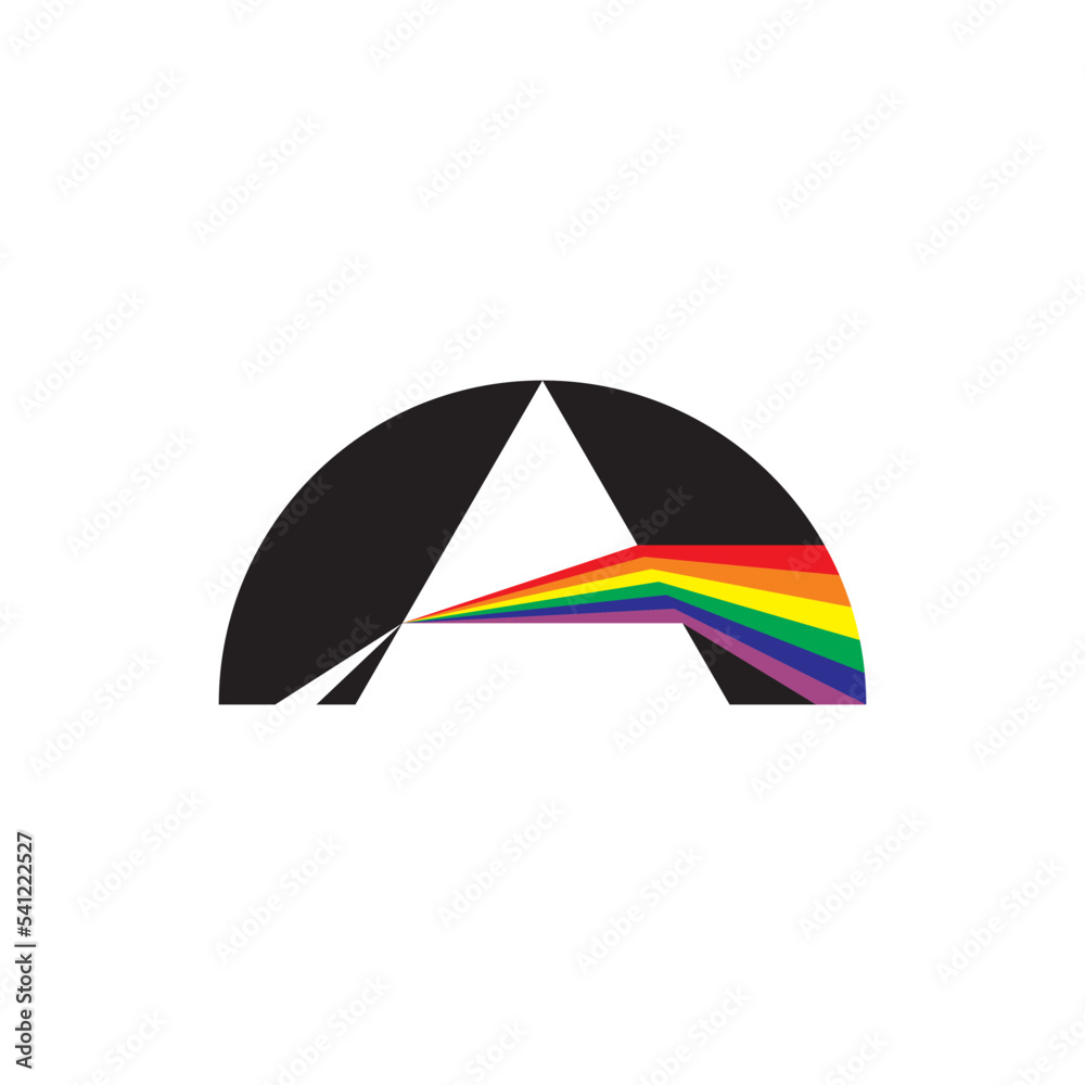 letter a prism light refraction spectrum logo Stock Vector | Adobe Stock