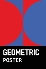 Poster - Geometric poster in portrait orientation. Abstract poster with circle pattern in blue and red colors. Editable geometry wallpaper. Can be used for book cover illustrations
