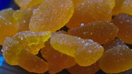 Poster - yellow marmalade on a plate rotates in a circle