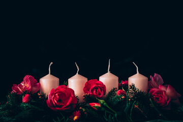 Wall Mural - advent wreath with four candles not burning