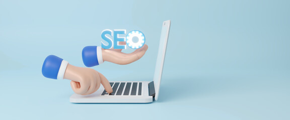 SEO Search Engine Optimization, marketing ranking for discover search engine optimization to succeed in start up. SEO with social media content and advertisement from website. 3d render illustration