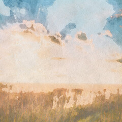 Wall Mural - in the fields, old retro background