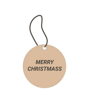 Cute merry christmas greeting tag. vector illustration.