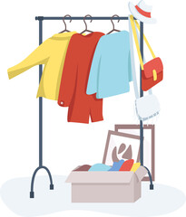 Poster - Wardrobe semi flat color raster object. Full sized item on white. Hall stand for outer clothing. Stuff and clothing storage simple cartoon style illustration for web graphic design and animation
