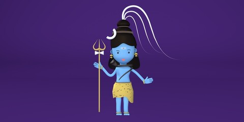 Wall Mural - Shiva Shivratri images God Shiva 3D illustration Cute Shiva cartoon image