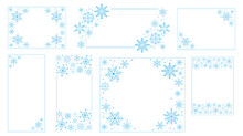 Decorative Frames With Snowflakes. Vintage Luxury Festive Dividers For Titles Certificate, Filigree Winter Ornamental Corner Design. Vector Isolated Set