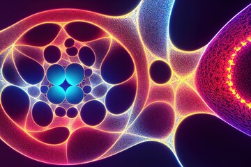 Poster - Abstraction. technological background. connection structure. color interlacing effect.  3D rendering, raster illustration.