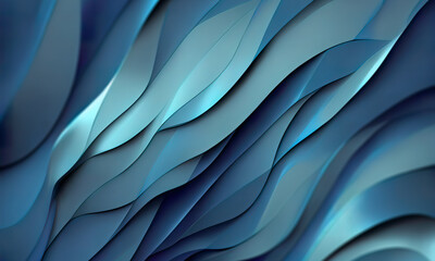 Aufkleber - Abstract wavy blue wallpaper. Waves background with curvy details. 3D rendering background with bluish colors for graphic design, banner, illustration, poster