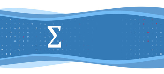 Poster - Blue wavy banner with a white sigma symbol on the left. On the background there are small white shapes, some are highlighted in red. There is an empty space for text on the right side