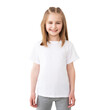 © Ievgen Skrypko - T shirt mock up. Cute little girl in blank white t-shirt isolated on a white background.