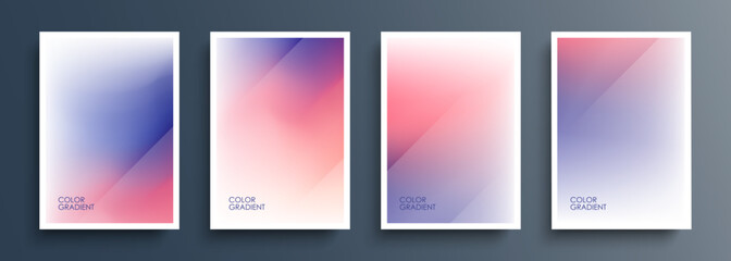 Poster - Set of color gradients. Abstract multicolored backgrounds. Soft color templates collection for brochures, posters, flyers and covers. Vector illustration.