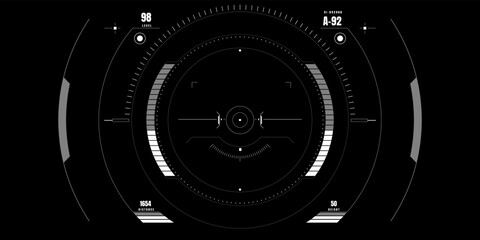 Fototapete - Technology HUD Circle Shape Simple Layout Screen Monitoring Vector. Abstract Cockpit Control Monitor Panel Aiming, Drone searching enemy concept illustration.
